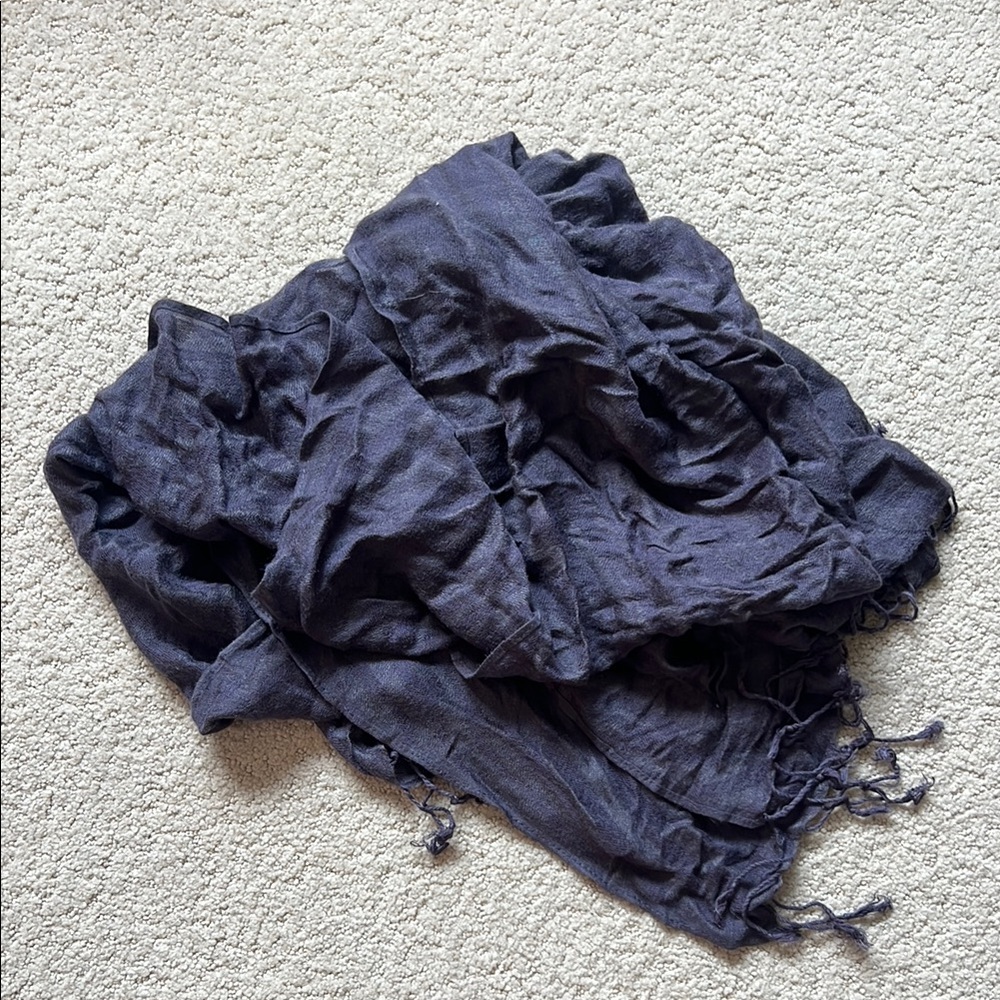 Dark Blue Crinkled Scarf
